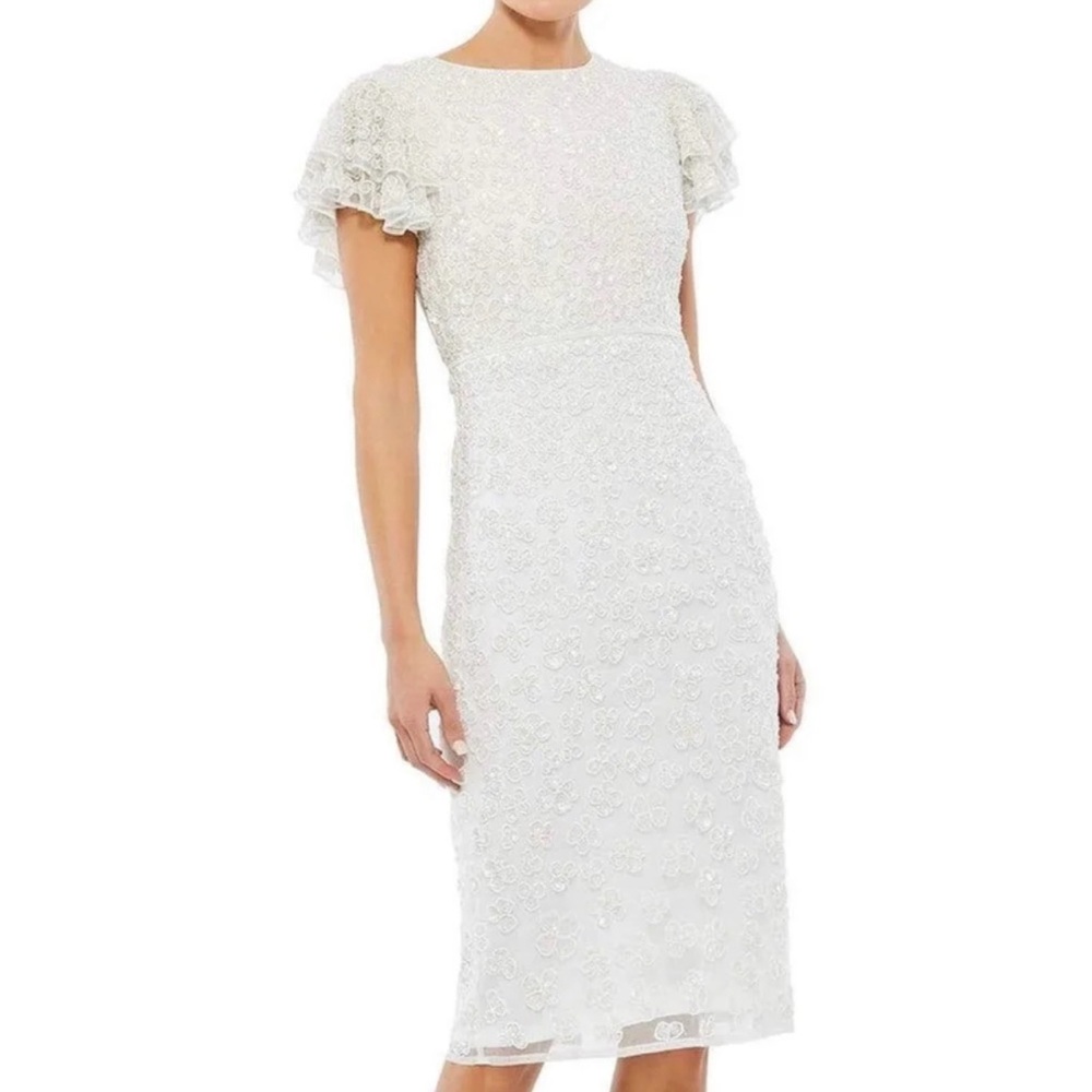 MacDuggal flutter sleeve midi dress